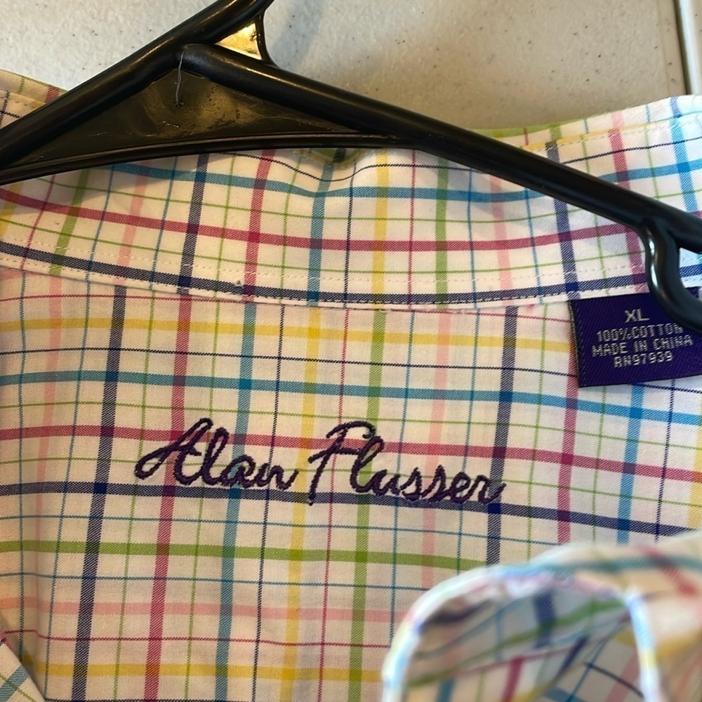 Alan Flusser Mens XL Spring Colored Long Sleeve Button Down Shirt - Picture 2 of 5